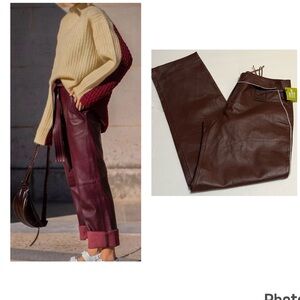 TACTILE Stylish Brown Leather Pants In Demand Versatile Evening Casual Concert